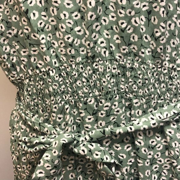 Shortsleeve Button-up Green Floral Midi Dress - Picture 7 of 8